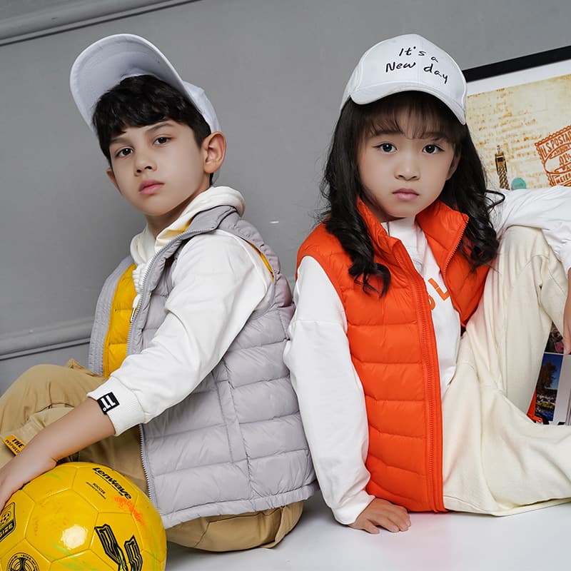 New 90% White Duck Down Vest, Children's Lightweight Down Garment, Unisex Autumn/Winter Outerwear for Various Ages