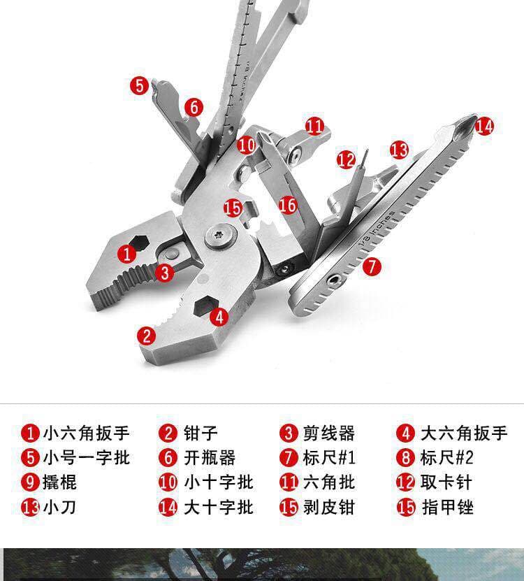 25-in-1 Stainless Steel Folding Multi-Purpose Pliers, Screwdriver, Outdoor EDC Combo Card, Multi-Functional Tool