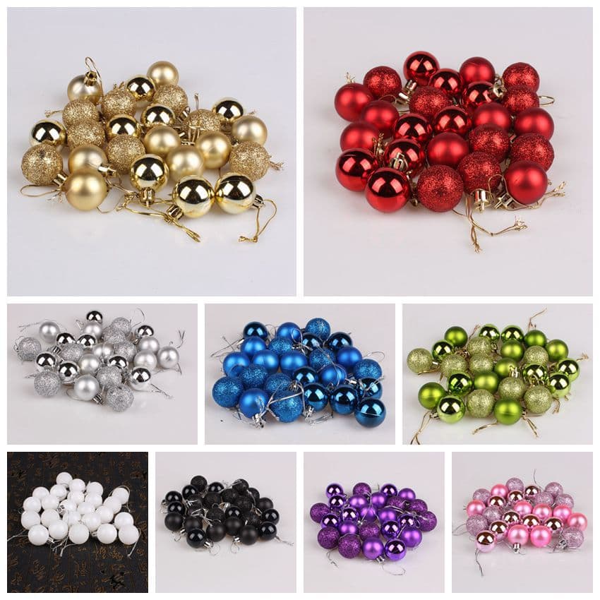 Cross-border Hot Selling Christmas Glitter Balls, Small Christmas Tree Ornaments, 3cm Christmas Balls, 24pcs Box