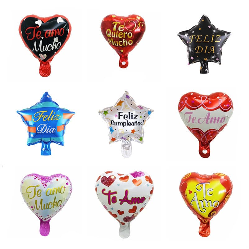 10-inch Spanish Happy Birthday Valentine's Day Series Aluminum Film Balloon for Birthday, Wedding, Holiday Party Decoration