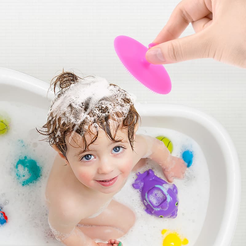 Baby Silicone Shampoo Brush for Cradle Cap, Baby Bath Sponge, Infant Exfoliating Tool, Bathing Sponge for Shower