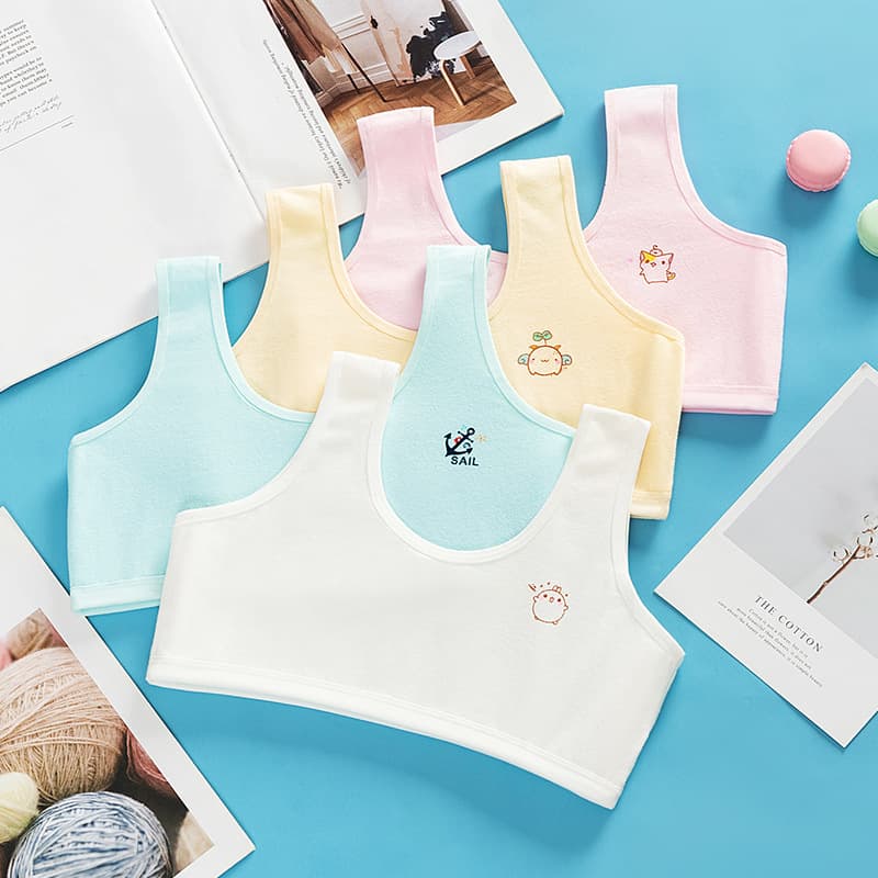 Developing Girls' Cotton Vest for Teen Students, Four Colors, Ages 8-9-12