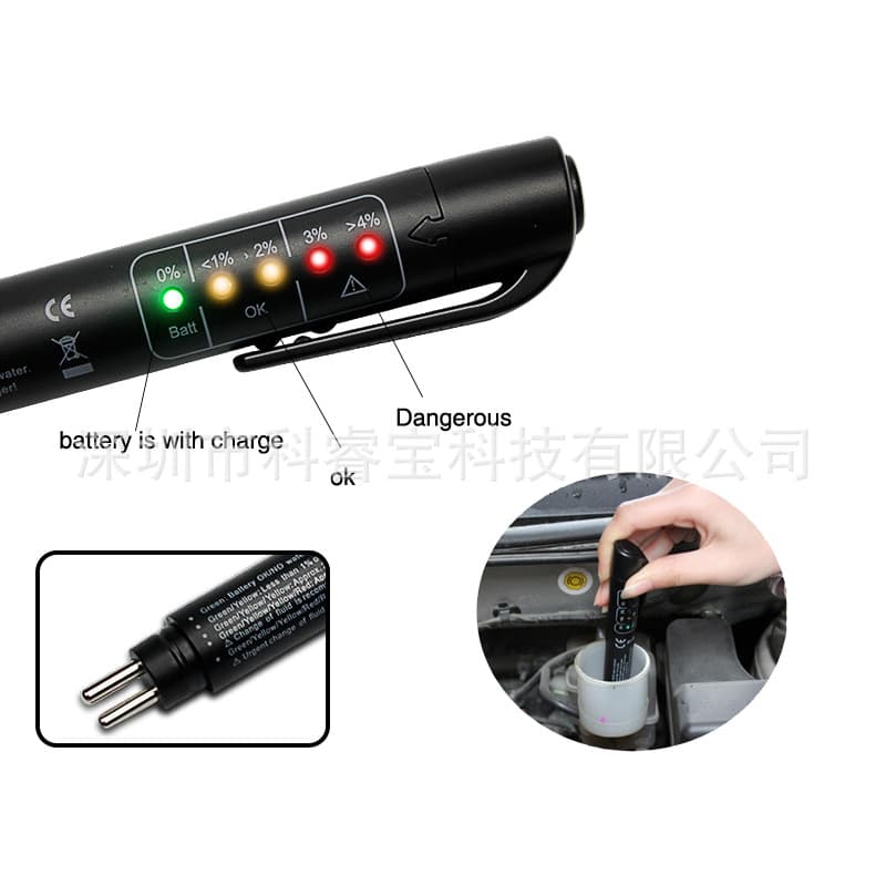 Car Brake Fluid Water Content Tester Diagnostic Pen Motorcycle Brake Fluid Tester Black OP Bag Packaging