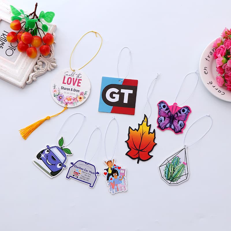 Factory Wholesale Creative Car Accessories Paper Aroma Diffuser Hanging Car Decoration Perfume Sheet Macaron Car Scented Card