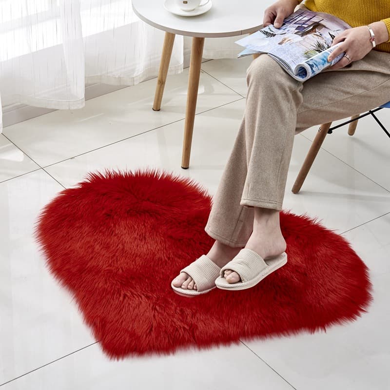Imitation Wool Carpet, Floor Mat, Bay Window Mat, Living Room Carpet, Bedroom Carpet, Heart-Shaped Carpet, Heart-Shaped Floor Mat, Sofa Cushion