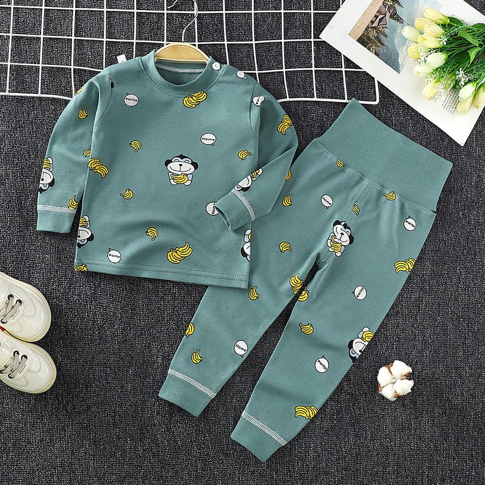 2025 New Style Children's Pure Cotton Autumn Clothes and Pants Underwear, Winter-Spring Set, Loungewear for Boys and Girls, Kids' Pajamas