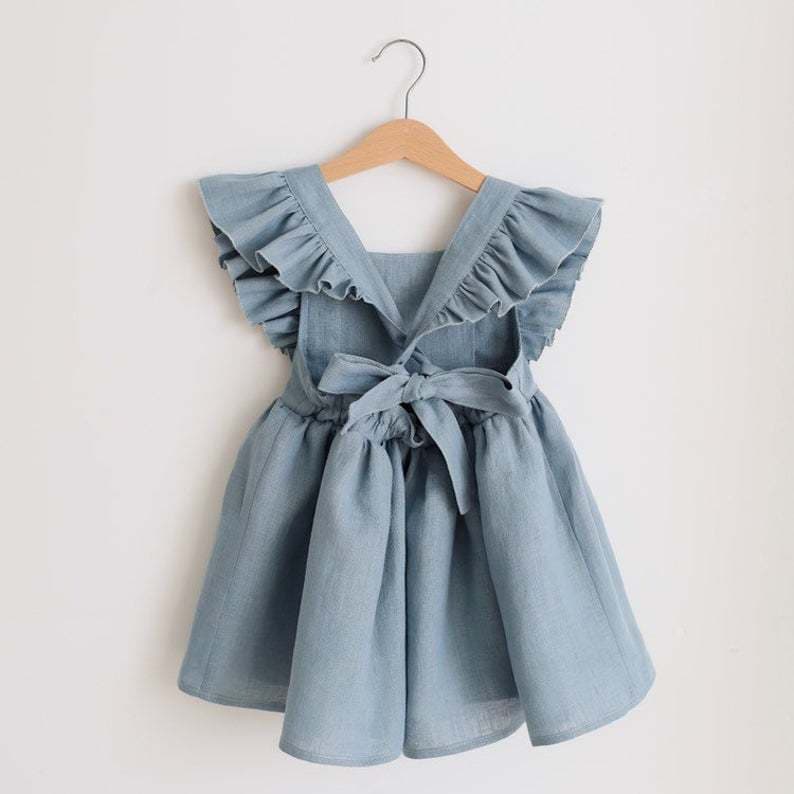 Baby Girl Suspender Dress Cotton Linen Dress Infant Cross-Border Baby Cloth Ins