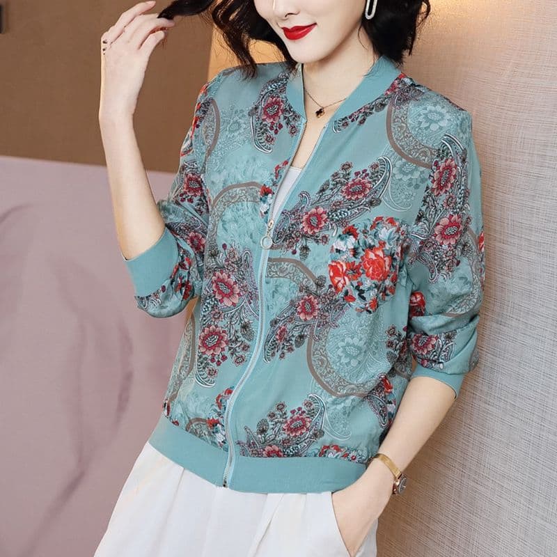 2026 Chiffon Jacket for Women, New Fashion Korean Style Loose Summer Sun-Protective Long-Sleeve Zip-Up Baseball Jacket Slimming Top