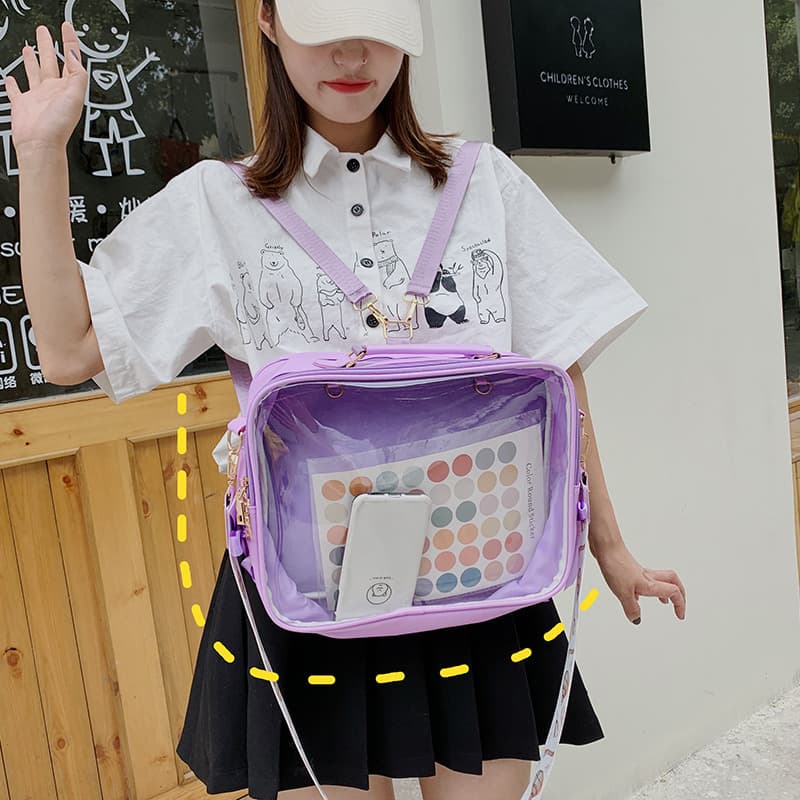 2020 New Transparent Backpack Korean Version Girls Large Capacity Multi-purpose Jelly Crossbody Bag