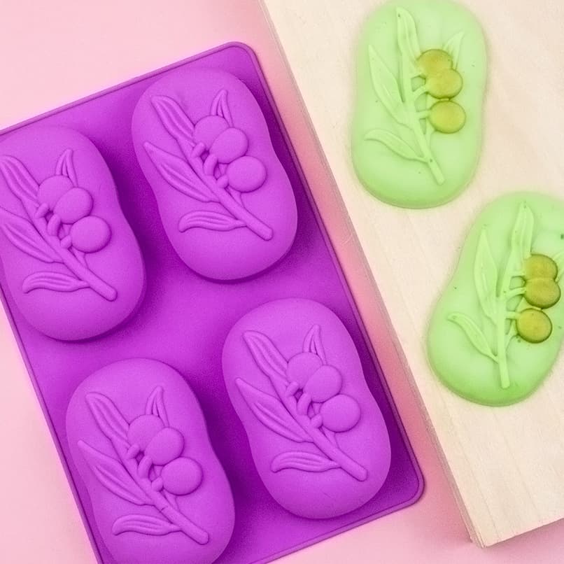 Xunwei In Stock 4-Connected Olive Tree Mold Silicone Cake Mold Kitchen Baking Silicone DIY Soap Mold