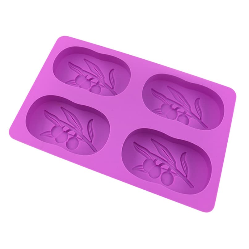 Caifu 4-Piece Olive Tree Silicone Cake Mold Handmade Soap Mold Cold Process Soap Mold Aromatherapy Candle Rice Cake Silicone