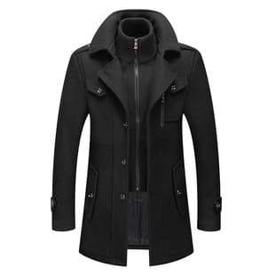Autumn/Winter Men's Business Wool Coat Fashion Double Collar Cold-Resistant Woolen Men's Outerwear Cross-Border Wool Coat Men