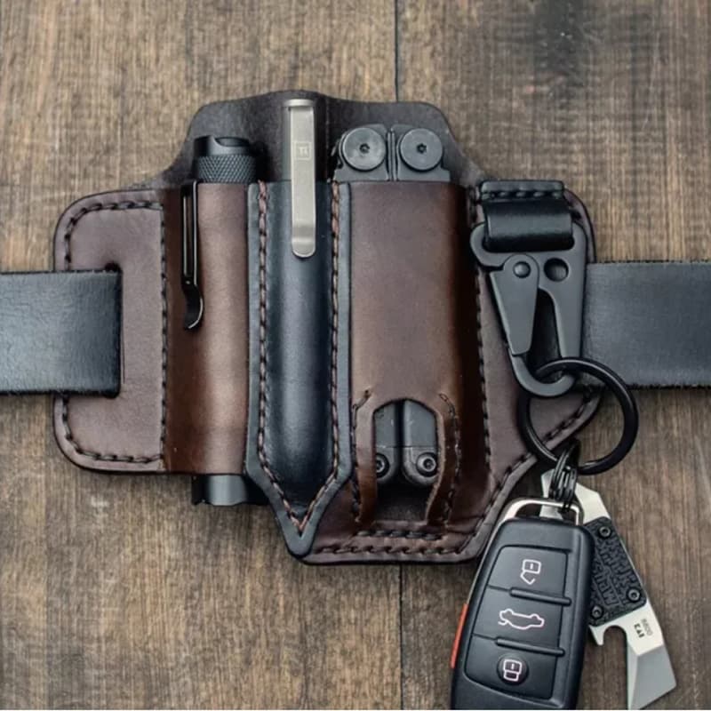 Spot Edc Tactical Tool Leather Case, Retro Outdoor Tool Waist Bag, Sports Waist Bag, Knife Case, Flashlight Case