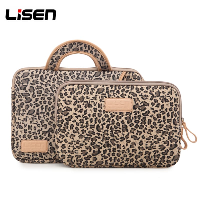LISEN Fashion Retro Leopard Print Handbag for Laptops and Tablets (13-inch & 15-inch) - Women's Bag
