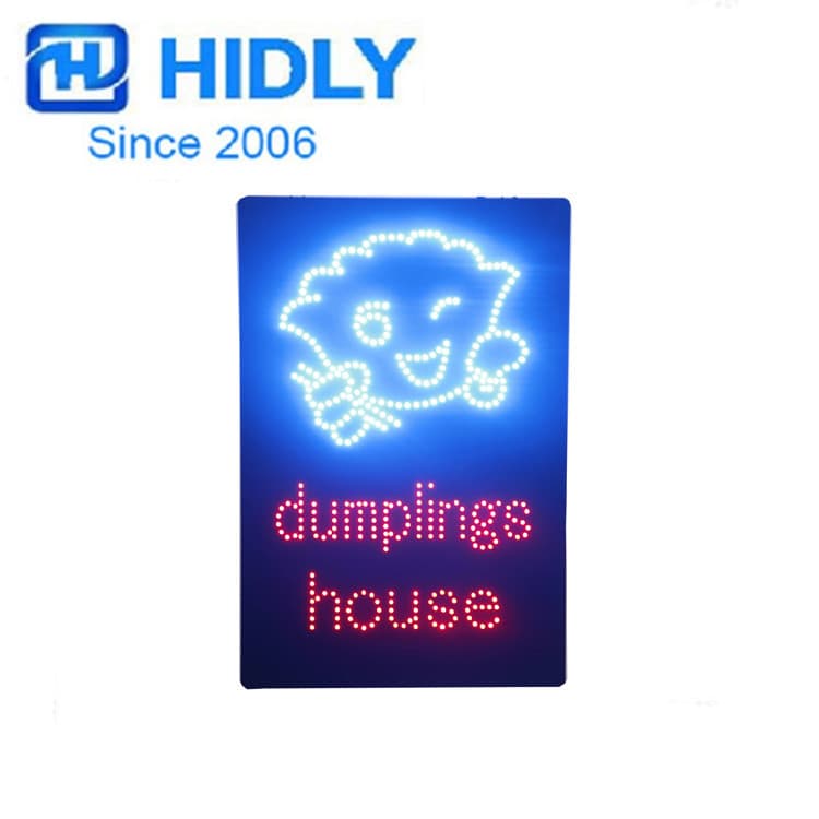 LED DUMPLING - LED illuminated sign for dumpling restaurant, lightbox signage with glowing characters