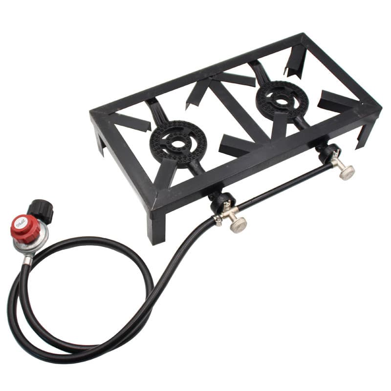 American Standard Double Burner High Fire Stove with Stand Double Eye Cast Iron Stove High Power Propane Gas Stove Outdoor Yard Gas