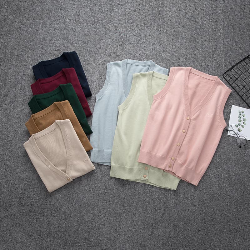 Kishu Chahong Ai & Academy Japanese-style Student JK Knit Sweater Vest Cardigan Sleeveless Thin Style Hong Ai & Academy