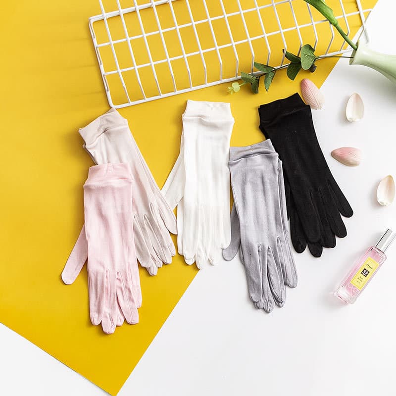 Tangersang silk knitted silk gloves sun protection moisturizing and whitening sleep gloves for women