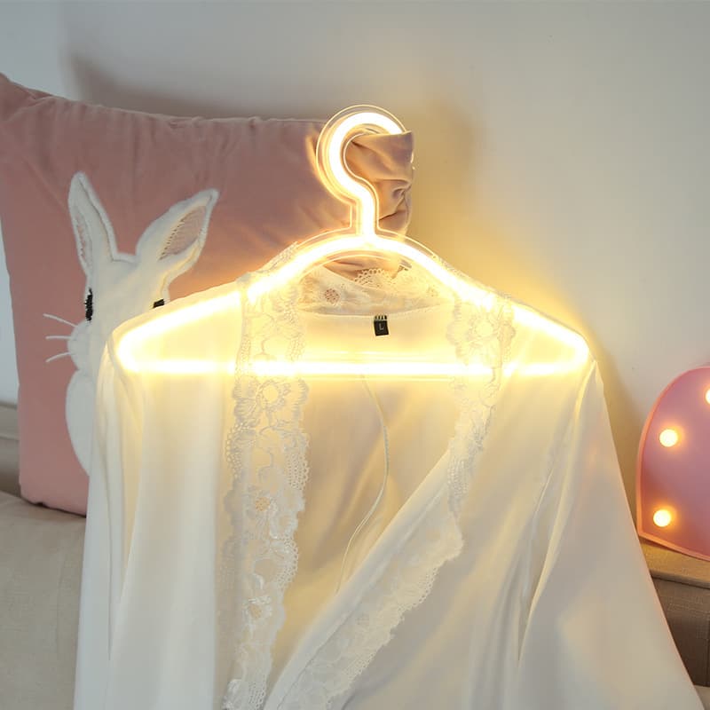 LED Hanger-Shaped Neon Light for Bedroom, Romantic Wedding Proposal Decoration, Creative Colorful Lights