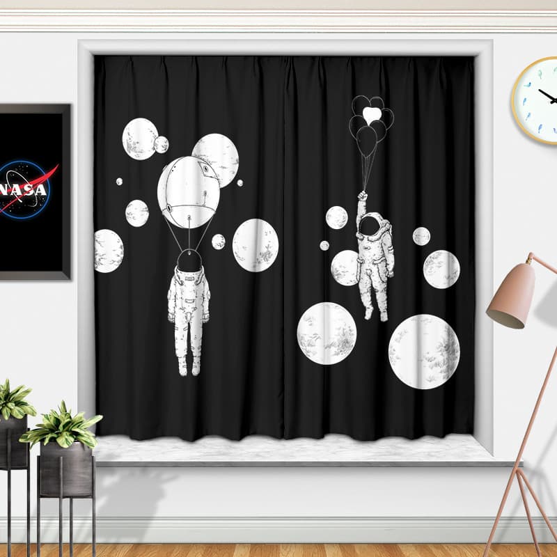 Cartoon Kids Room Bedroom Living Room No-Drill Blackout Sun Shade Ready-Made Curtains Bay Window Floor-to-Ceiling Window Heat-Insulating Blackout Curtains