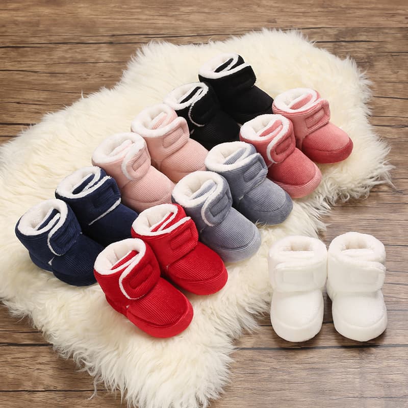 Autumn/winter cotton shoes fleece-lined snow boots 0-1 year unisex baby warm infant shoes soft-soled shoes walking shoes