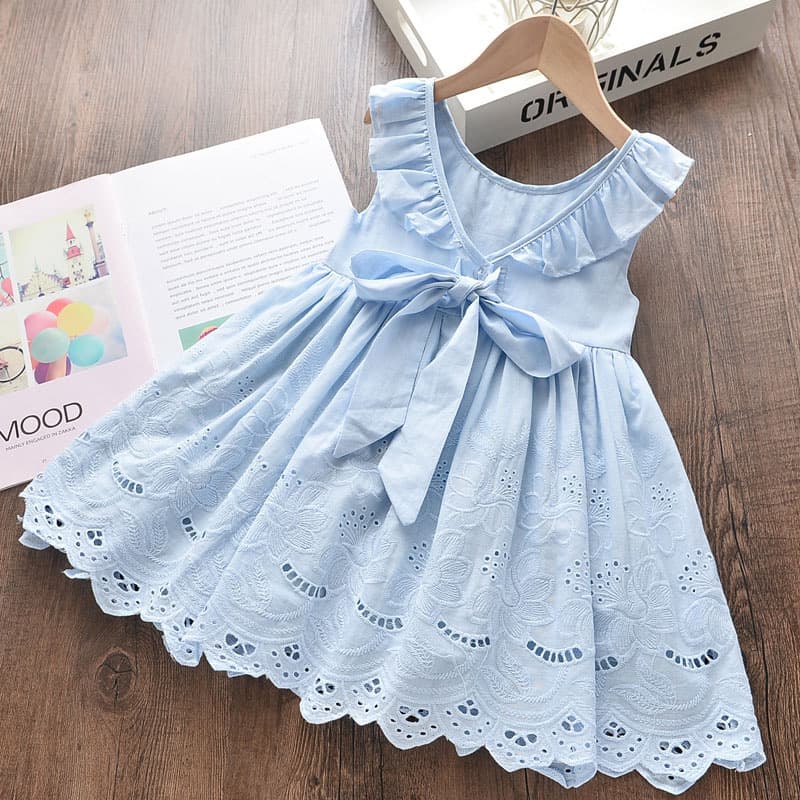 Cross-border Children's Clothing Ins Hot Selling Export Summer New Girls Hollow Embroidery Dress Baby Cute Vest Dress