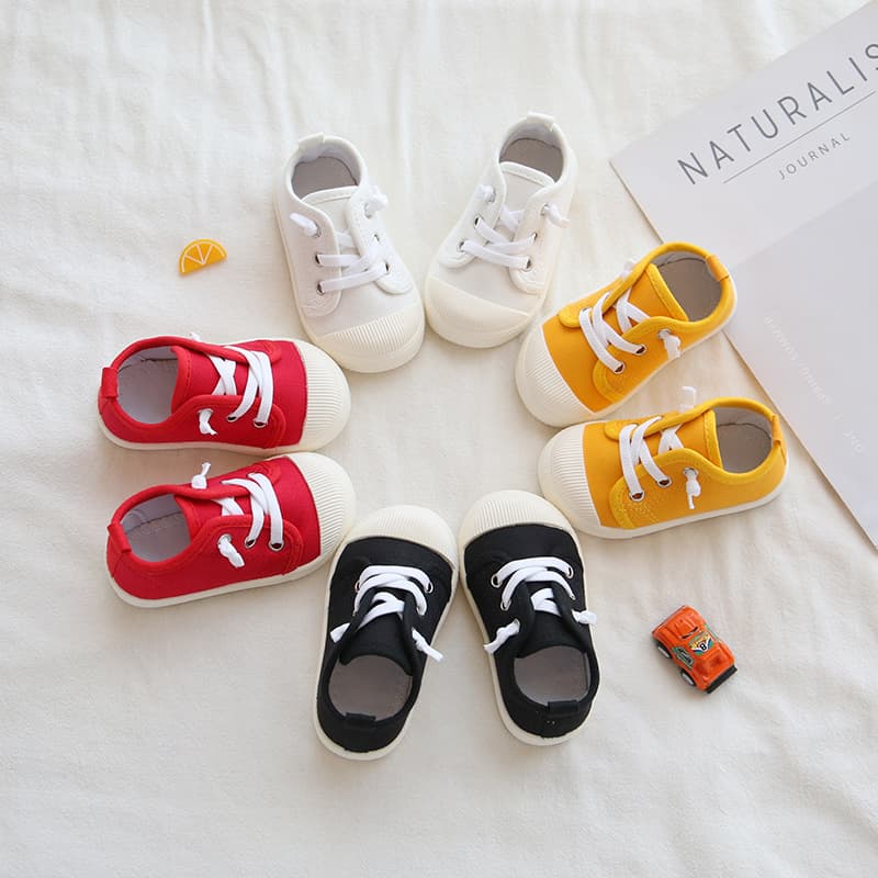 Children's canvas shoes, boys and girls biscuit shoes, internet celebrity spring and autumn casual shoes, children's shoes, solid color elastic slip-on student shoes