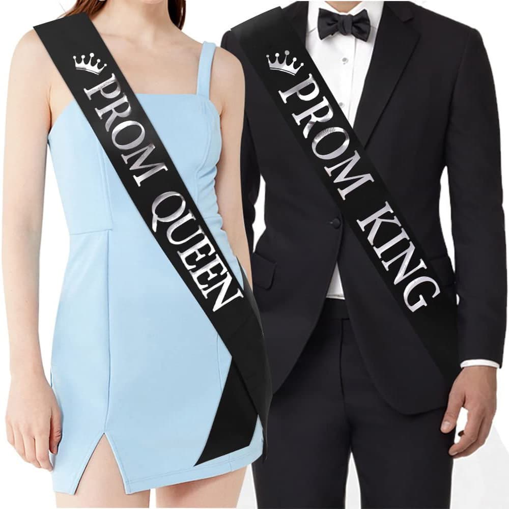 Prom Party Shoulder Strap Set Bronzing Letters PROM KING QUEEN Etiquette Strap Satin Shoulder Strap