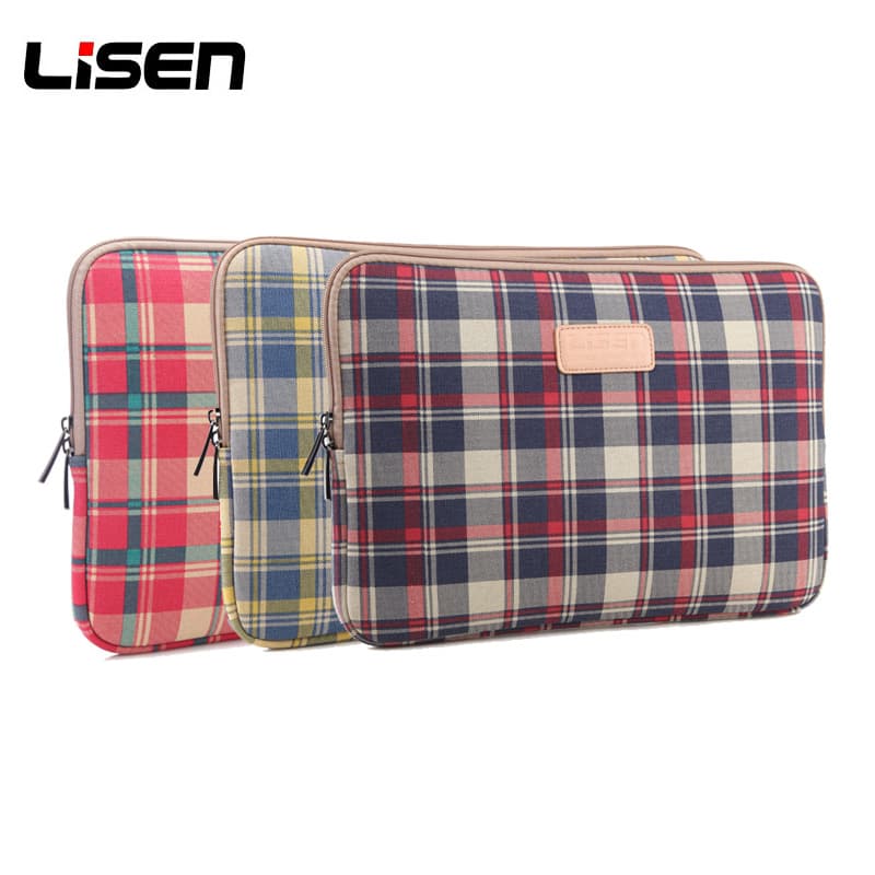 LISEN Fashion Grid Laptop Sleeve Case 10/11/12/13/14/15 Inch Tablet Bag for Men and Women
