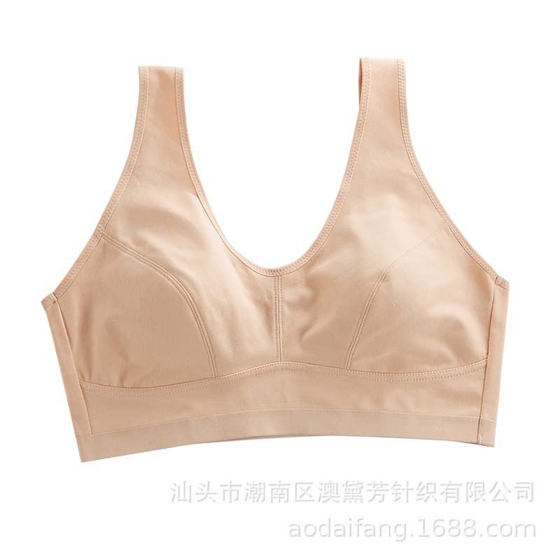 Middle-aged and elderly pure cotton bra without rims, cotton bra with fat, super-large women's vest-style mother's underwear