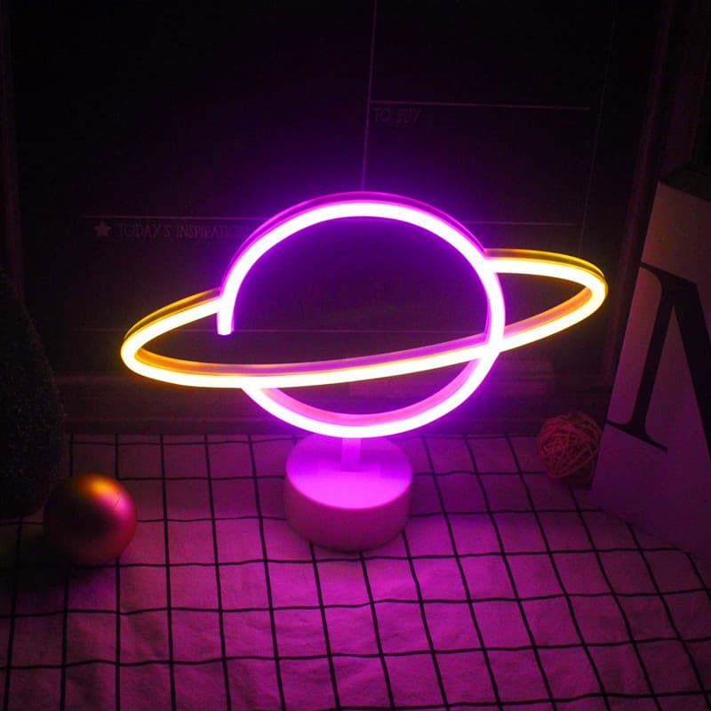 Planet Neon LED Shape Light Romantic Decorative Ornament Planet Lamp Ins Style LED Desktop Neon Light