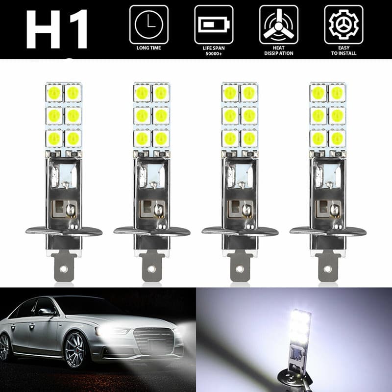 Bright Led H1 Fog Lamp 12smd-5050 Chip Anti-fog Car Accessories High Power Auto Parts Durable Vehicle Lighting