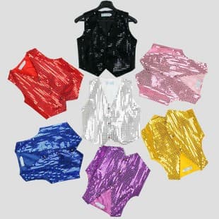 Hip Hop Vest Costume Children's Street Dance Sequin Vest Performance Suit New Jazz Dance Sequin Vest for Boys and Girls