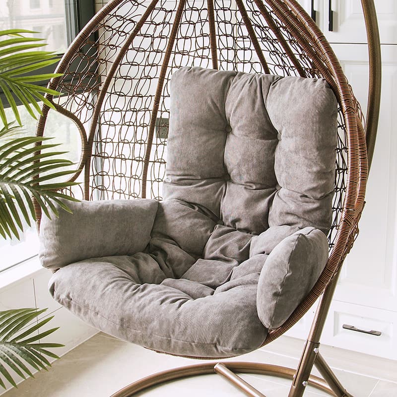 Thickened and Enlarged Hanging Basket Cushion with Backrest, Single Sofa Cushion for Indoor and Outdoor Hammock Chair Pad