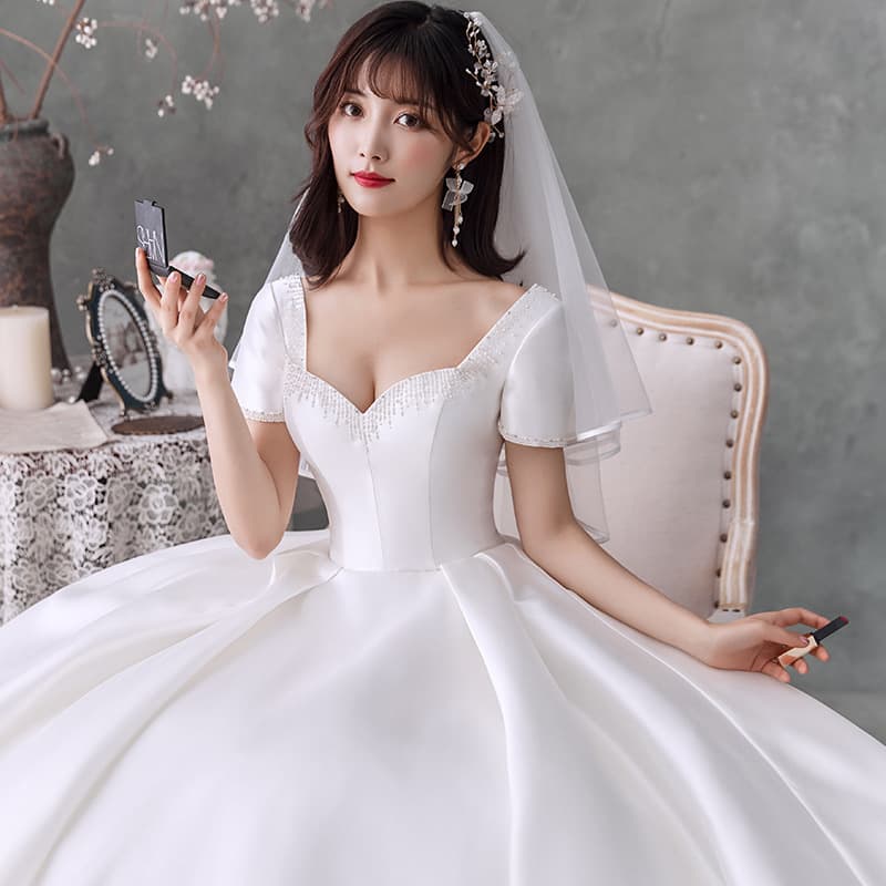 Main Wedding Dress 2026 New Style Bride Simple Satin Wedding Dress Fashion Wedding Gown Forest Fairy Tale Dreamy Wedding Dress for Women