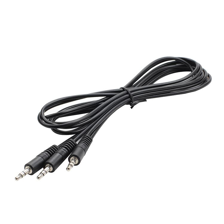 3.5mm Y-Splitter to Dual 3.5mm Audio Cable, 1 Male to 2 Male, Male-to-Male, Three-Way Cable