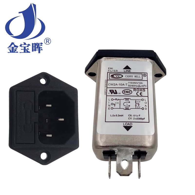 CW2A 3 6 10A Taiwan CANNYWELL Socket F2 Interference Power Filter Single-Phase 220V AC EMI