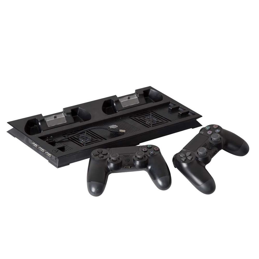 Vertical Stand Cooling Fan with Dual Controller Charging Station for PS4 Pro