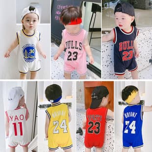 Summer Baby Romper Sleeveless Vest Bodysuit Basketball Outfit Cotton Breathable Non-Fading Onesie