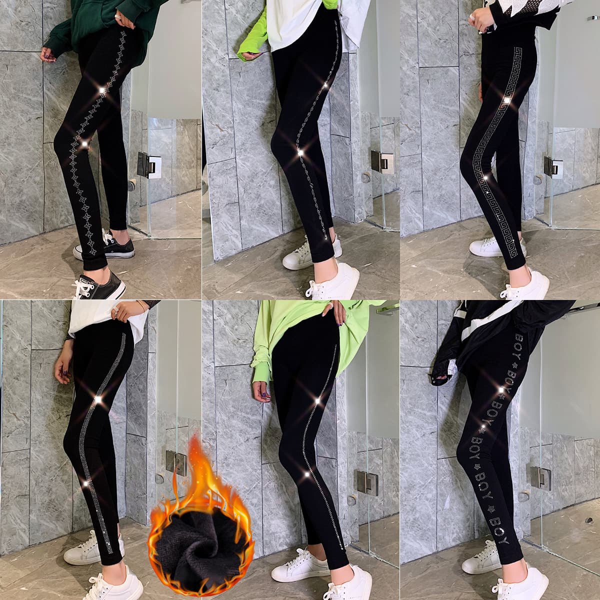 New Modal Winter Thermal Fleece-Lined Leggings for Women, Outerwear, Slimming, Rhinestone, Butt-Lifting, Versatile Yoga Pants