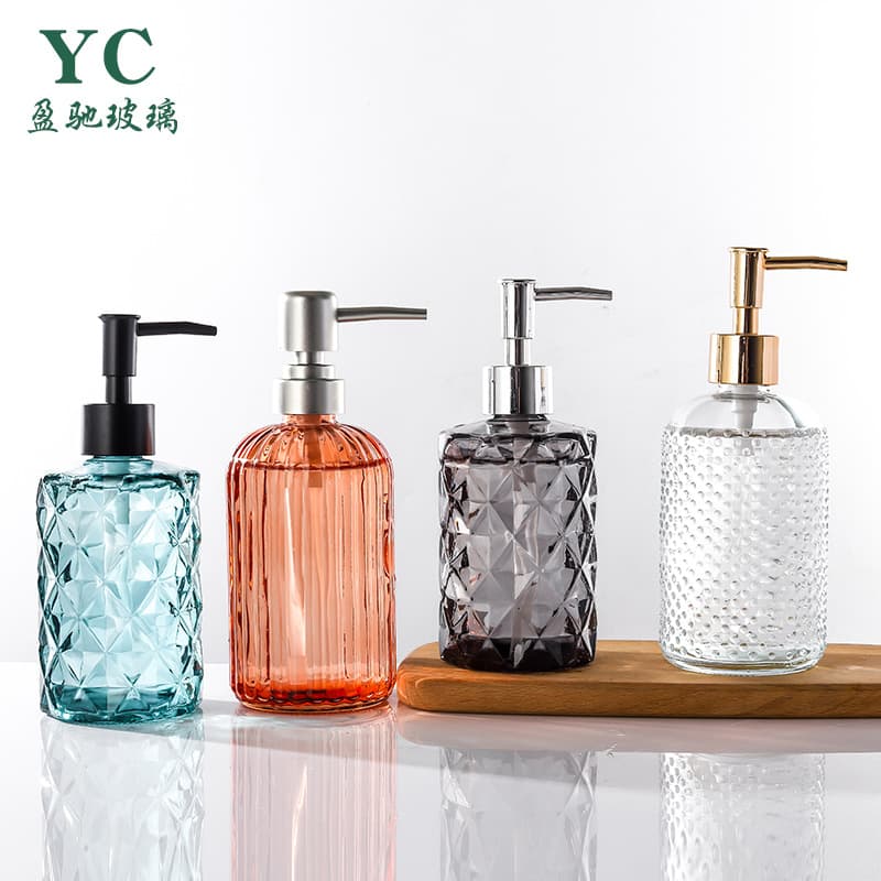 Nordic Light Luxury Glass Lotion Soap Dispenser Pump-action Soap Bottle Shampoo Shower Gel Refillable Bottle High-Aesthetic