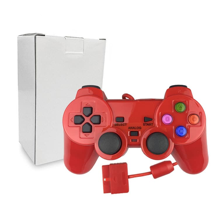Retro Classic PS2 Wired Controller PS2 Dual Motor Dual Vibration Game Controller Spray Glossy Finish Bulk Orders Available