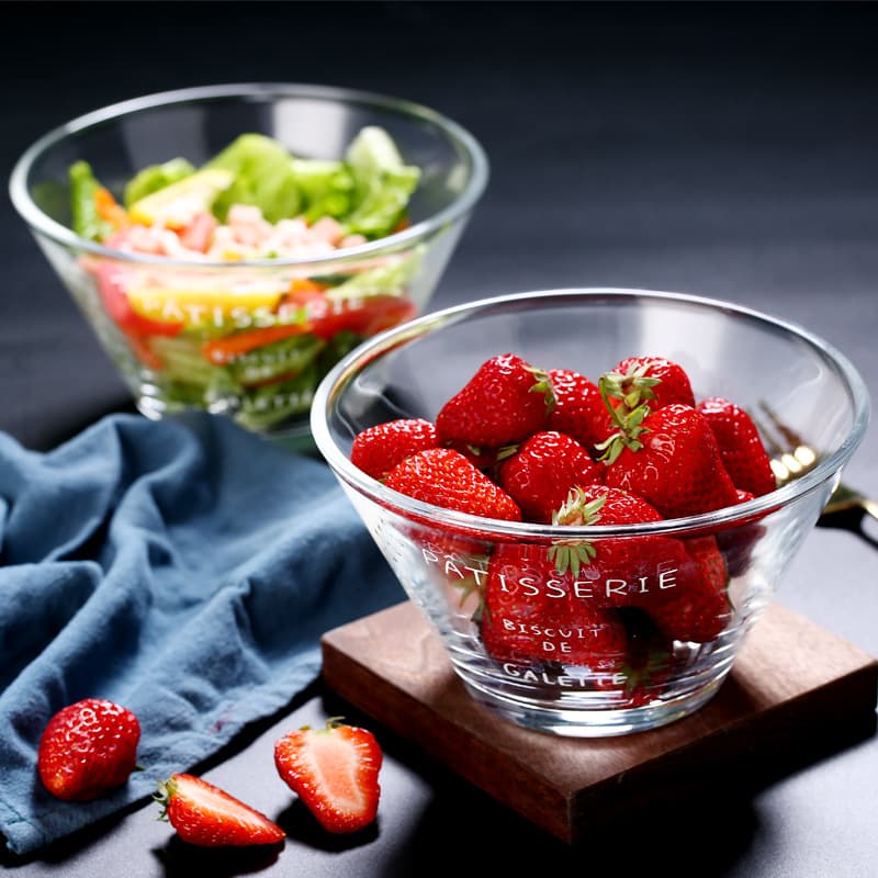 Household glass bowl instant noodle bowl single noodle bowl household salad plate ins cute fruit salad bowl soup bowl tableware