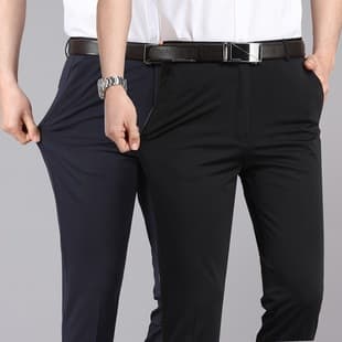 Business Suit Pants for Men, Casual Trousers, Summer Thin Stretch, Loose Straight-Leg Flowing Dress Pants, Formal Wear