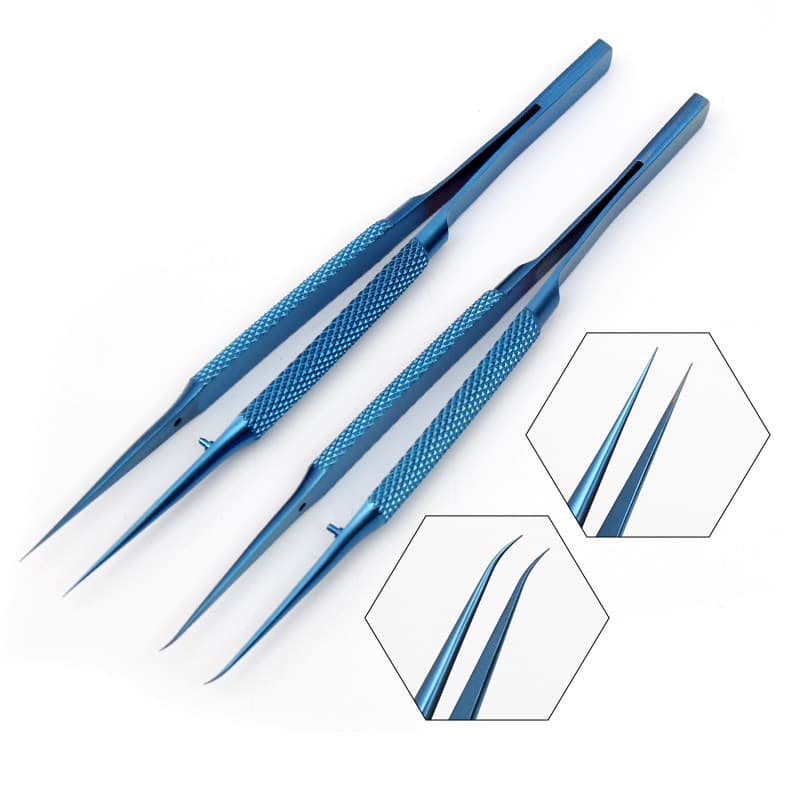 Mobile phone repair fingerprint flying wire tweezers titanium alloy 0.15mm fine tip curved tweezers extended and hardened for microscope use