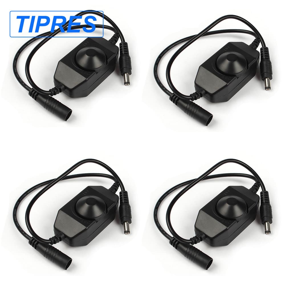 LED Dimmer 12-24V Inline Dimming Switch, Knob Monochrome Dimmer Stepless Monochrome Dimming Controller