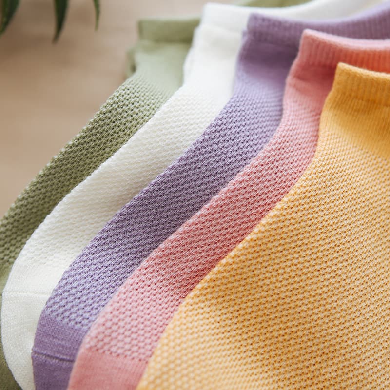 Spring and Summer Thin Women's Solid Color Cotton Socks, Mid-Calf Socks, Mesh Breathable Women's Socks, Solid Color Women's Socks