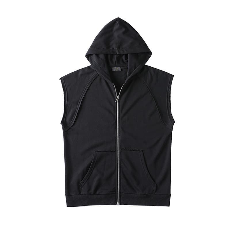 Summer Streetwear High Street Versatile Loose Solid Color Hooded Sleeveless Vest Men's INS Style Thin