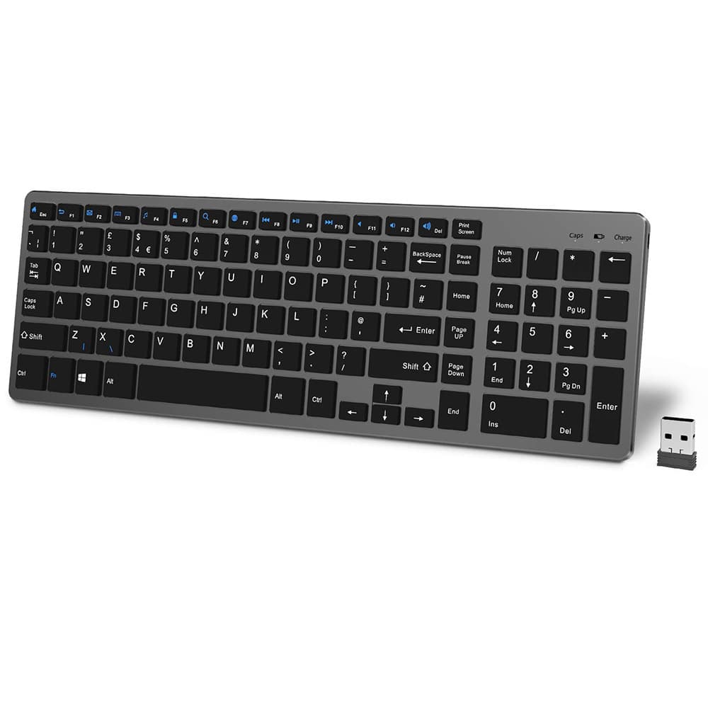 Compact Bluetooth Keyboard 102 Keys Two-Key Zone Rechargeable Thin Wireless Keyboard ABS Material No Backlight Support Waterproof