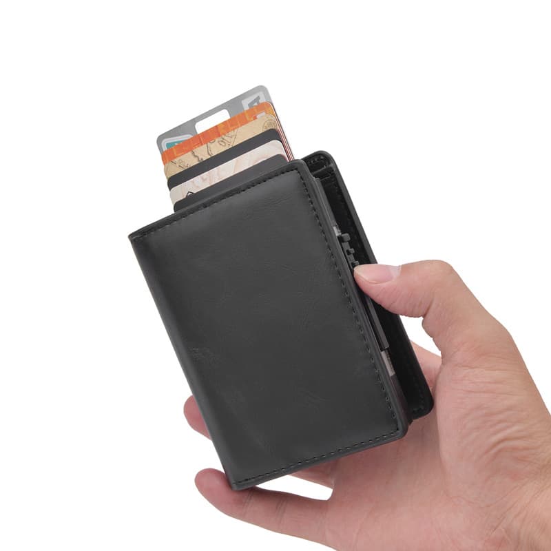 2020 cross-border new wallet men men's short wallet retro anti-theft brush money clip elastic aluminum card holder